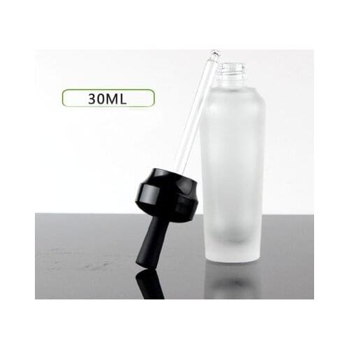 30ml frosted glass bottle black dropper for serum/essence oil/liquid toilet flower water skin care cosmetic packing