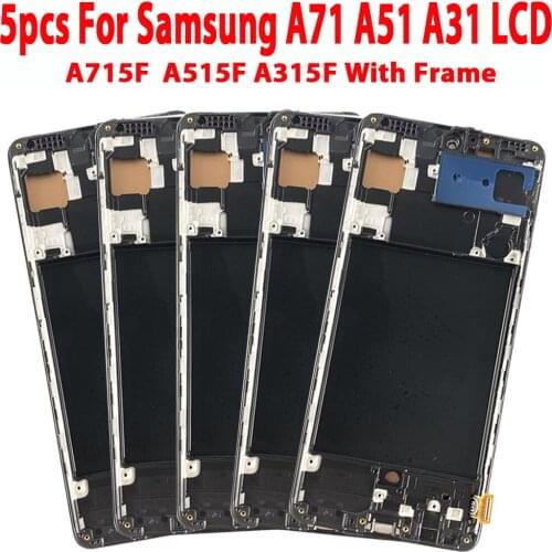 5 Piece/lot For Samsung Galaxy A31 A315F A51 A515F A71 A715F LCD Display Touch Screen Digitizer Assembly Replacement With Frame