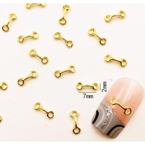 50pcs/pack Japan Korea Alloy Nail Art 3D Gold Bonus Loop Metal Accessorie Decorations for Phototherapy Nail Sticker DIY