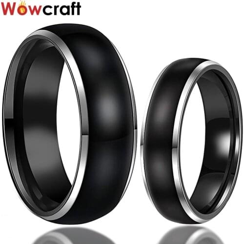 6MM 8MM Black Tungsten Carbide Ring for Men Women Wedding Bands Domed Polished Shiny Beveled Edges Comfort Fit