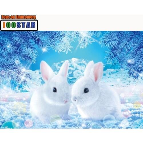 Diy Diamond Painting Cross Stitch Snow rabbit Home Decor Square Diamond Mosaic 5D Diamond Embroidery Kits