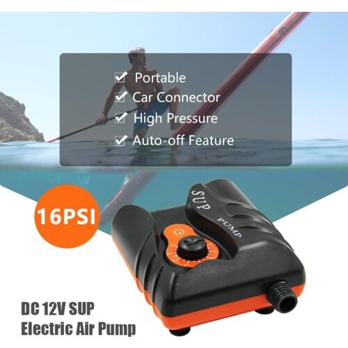 DC 12V S-UP Electric Air Pump Auto-off Feature 16PSI High Pressure Automatic Air Inflator with 6 Different Nozzles Air Blower