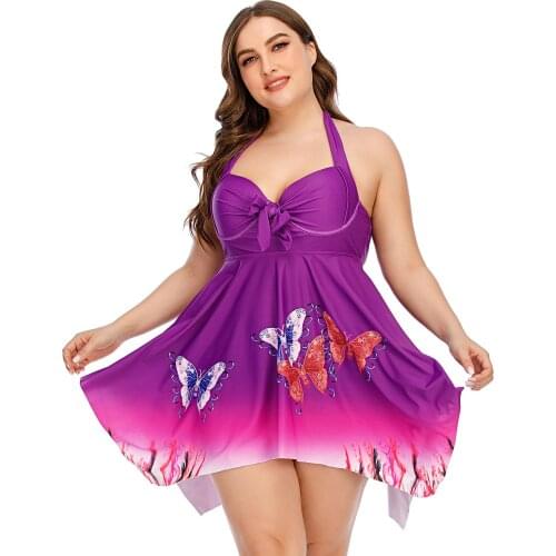 Women Plus Size Gradient Color Split Swimsuit Bikini Beachwear Swimwear Suit