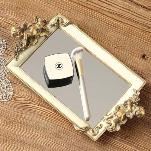 European Resin Eros Cupid Mirror Decorative Bedroom Cosmetic Container Afternoon Tea Cake Organizer Home Decoration Ornaments