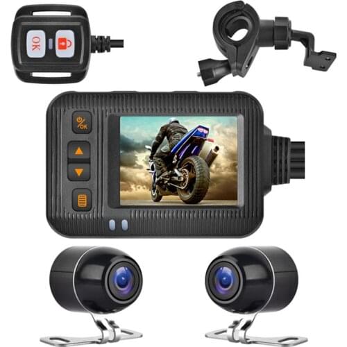 HD 1080p Motorcycle Dash Cam 2.0 Inch HD 1080P Motorcycle Front And Rear Dual-Lens Camera Night Vision Wide-Angle Loop Recorder