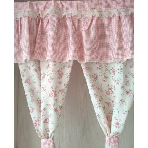 JUYANG. Pink lace curtains. Girl room decorated with curtains. Coffee curtain. Door curtain. Half curtain
