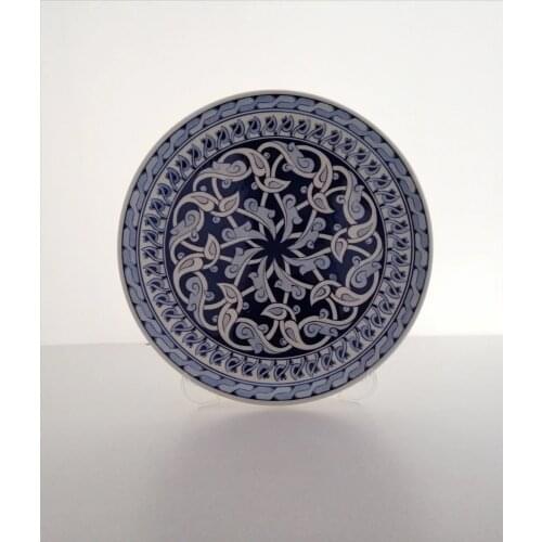 Classic pattern embroidered ceramic plate 25cm-9,8in plates trays decorative plate yoga marble tray ceramic bowl decorative tray