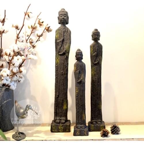 Chinese Imitation Wooden Zen Buddha Statue Retro Ornaments Classical Home Decoration Window Porch Decorations
