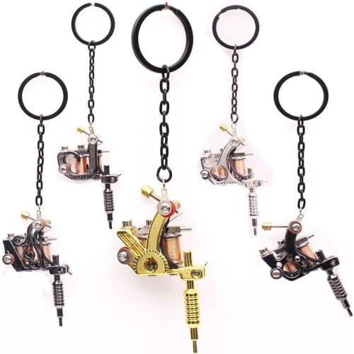 11 Types Mini Tattoo Machine Tattoo Supply Keychain Key Holder Punk Style As Pendant Ornament Gift Craft Tattoo Microblading Pen