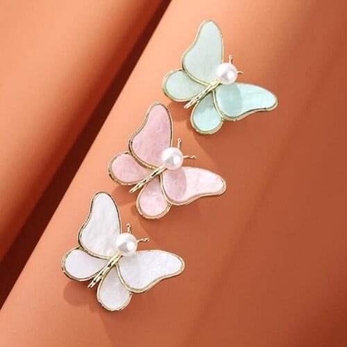 For Women Men Brooch Korean Butterfly Trend Simple Temperament Inlaid Pearl Brooches Pin Brooch Enamel Brooches Jewelry Gifts