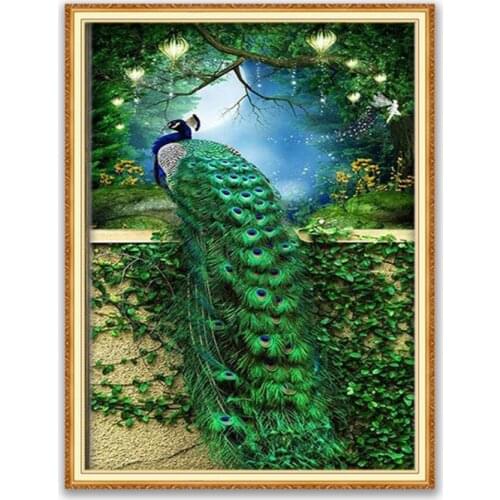 Animal Peacock DIY Cross Stitch 11CT Embroidery Kits Craft Needlework Set Cotton Thread Printed Canvas Home Decoration Design