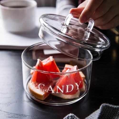 Nordic Glass Container with Lid Stackable Household Food Sealed Storage Tank Heat-resistant Thickened Fruit Salad Dessert Bowl