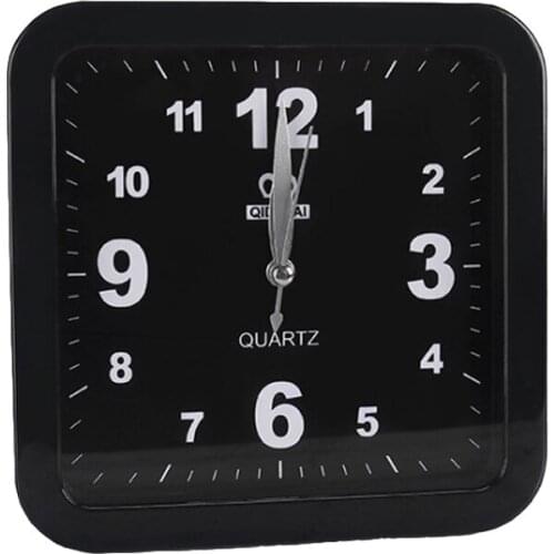New Black White Quartz Alarm Clock Home Decor Bedroom Table Clock Desktop Silent Desk Watch With Hook Design 15cm * 15cm