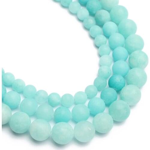 Wholesale Natural Stone Matte Frosted Blue Amazonite Jades Beads 6MM 8MM 10MM For Jewelry Making Diy Bracelet Necklace