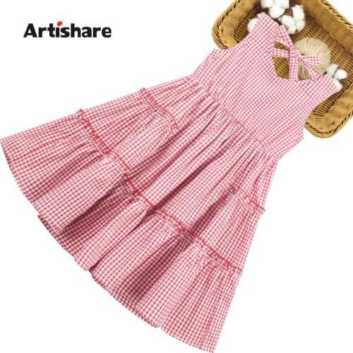 Teenage Girl Dress Plaid Pattern Girls Dresses Casual Style Children Dresses Summer Childrens Clothing 6 8 10 12 14