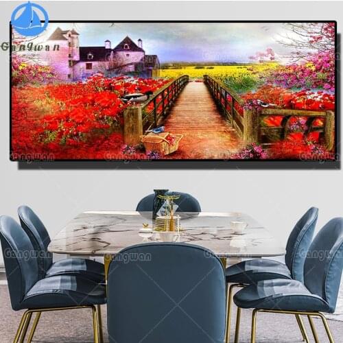 Full Square/Round drill diamond Painting dream house 5D DIY diamond embroidery mosaic flower bridge scenery large Decoration art
