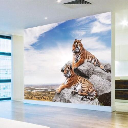 Custom mural European style HD Tiger wallpaper Canvas wallpaper sofa TV background PVC Poster Living Room Bedroom home decor