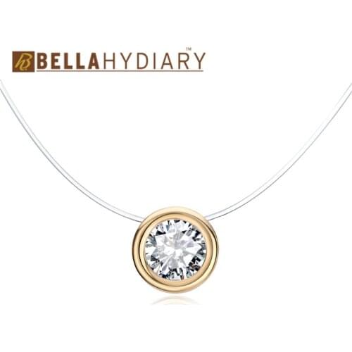 Simple Women Chocker Invisible Chain Transparent Fishing Line Necklace Crystal Rhinestone Choker Necklace Pendant On Line Neck