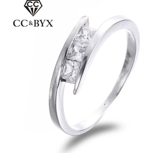 Simple Design Cubic Zirconia Engagement Rings For Women White Gold color Small Stone Wedding Bague Jewelry Wholesale CC215