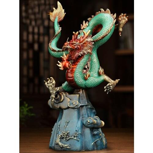 2021 high grade Good luck Wealth Royal Dragon bronze Sculpture statue HOME OFFICE BAR CLUB decoration bring wealth money