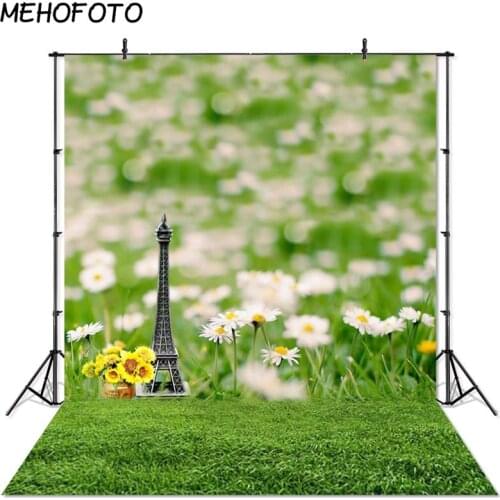 MEHOFOTO Spring Woodland Photography Backdrop Green Grass Flower Forest Child Background Photo Studio Photobooth Photocall