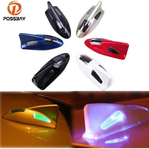 POSSBAY Solar Energy Shark Fin Antenna Car Roof Aerials Decoration for Audi VW BMW Ford Exterior Antennas Stickers
