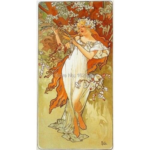 High quality Spring 1896 Alphonse Mucha oil painting canvas Hand painted Portrait Modern Art Reproduction