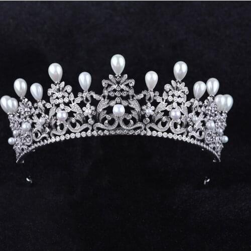 WMTR16437 Wah Mei New Bridal Wedding Classical Crowns Luxury Elliptical Zircon Wedding Party Big Tiaras For Woman