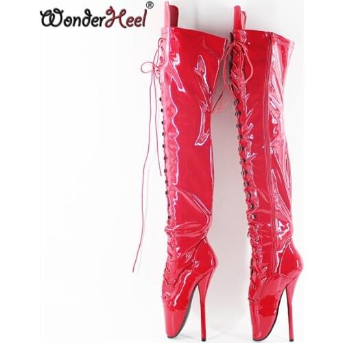 Wonderheel Extreme high heel 7" stilleto heel over-the-knee ballet boots sexy fetish thigh high boots women party ballet boots