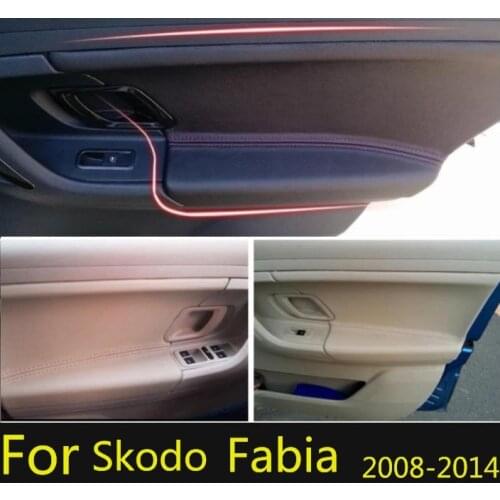 For Skoda Fabia 2008-2014 Microfiber Leather Car Door Armrest Panel Protective Cover 4Pcs/SET with Mount Fittings