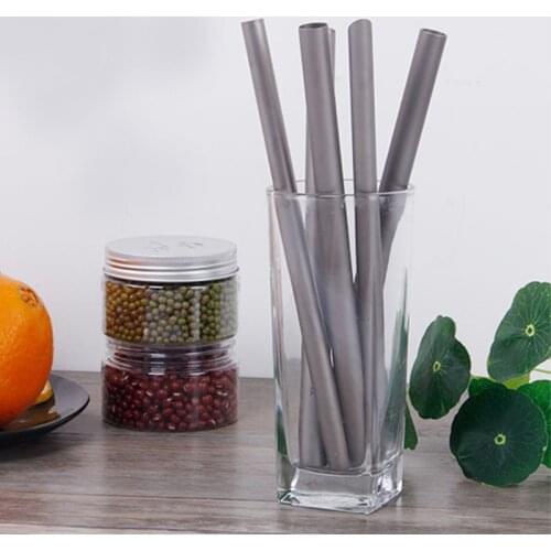 1pcs Pure Titanium Drinking Straw for Drink Pearl Milkshake Fat Bubble Tea Straws With 1pc Brush Free Lightweight Ta8512