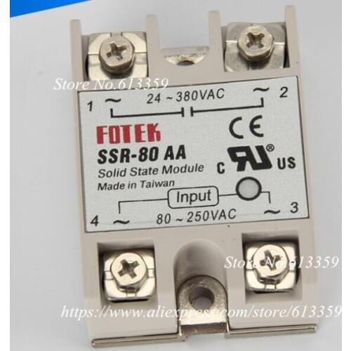 10PCS SSR-80AA FOTEK Single-Phase Solid State Relay 80A AC control AC SSR80AA
