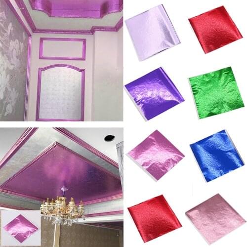 100pcs 9*9cm Art Craft Imitation Pink Purple Copper Foil Papers Leaf Leaves Sheets Gilding DIY Craft Decor Design Paper