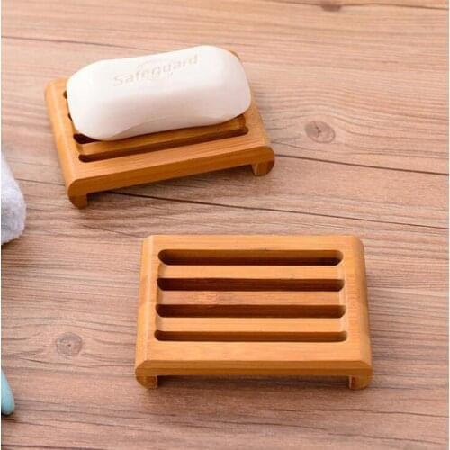 100pcs Natural Bamboo Soap Dishes Tray Holder Storage Soap Rack Plate Box Container Bathroom Japanese style soap box