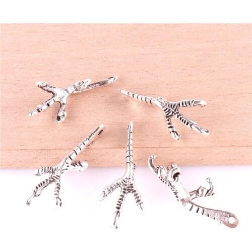 12pcs 23500 Chicken Feet Charms Antique Silver Pendant Handmade Hanging Crafts Finding