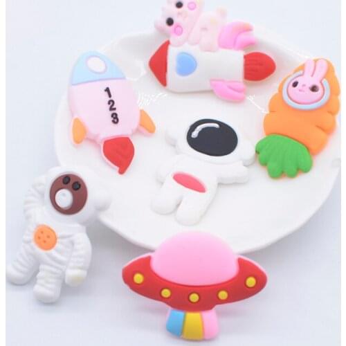 12Pcs NEW Astronauts Planet Plannar Accessories Soft Rubber Jewelry Making DIY Crafts Phone Case Ornament Material