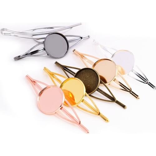 20mm 5pcs High Quality Bronze Silver Plated 7 Colors Copper Material Hairpin Hair Clips Hairpin Base Setting Cabochon Cameo