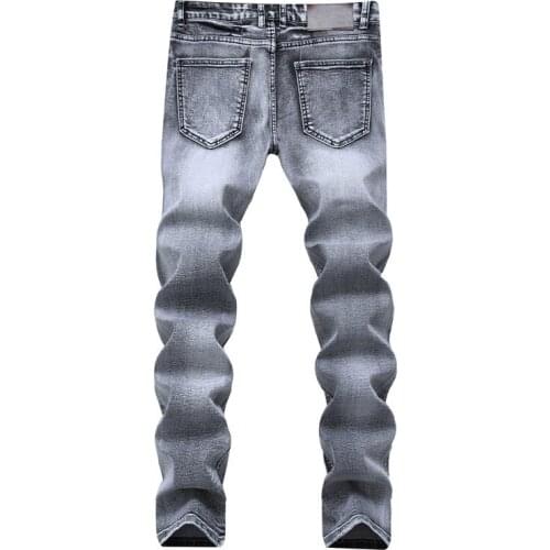 2021 New Dropshipping Vintage Washed Denim Jeans Light Gray Men Jeans Stretch Homme Trousers Straight Slim Jean Male Pants