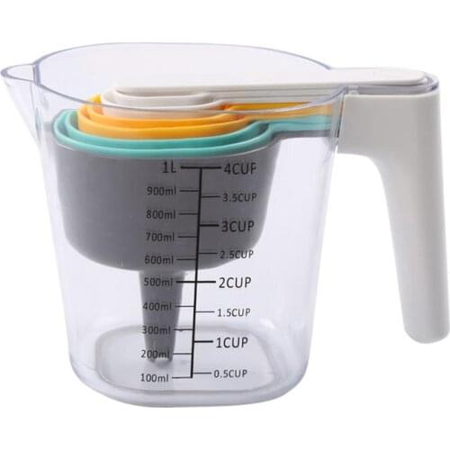 9PCS 1SET Plastic Measuring Cups And Spoons Large Capacity Kitchen Measuring Tools Measuring Jug Funnel For Baking Cooking