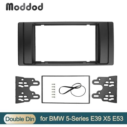 Double 2 Din Car Radio Fascias For BMW Series 5 E53 E39 X5 CD DVD GPS Stereo Panel Dash Mount Trim Kit Surrounded Frame Bezel