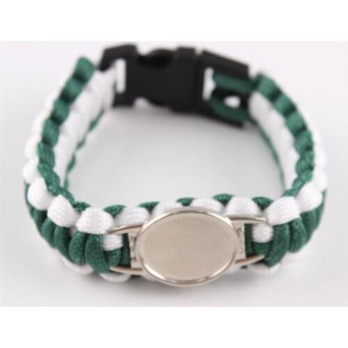 Hand Weave Green And White Paracord Bracelet Charm Bracelet Outdoors Survival Bracelet Custom Paracord Bracelet 6pcs/lot