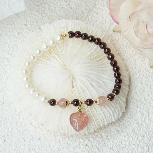 Retro Simple Garnet Handmade Women Fashion Natural Stone Bracelet Women Girl Jewelry