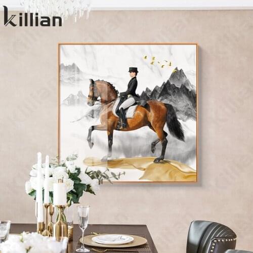 British Style Royal Knight Picture Wall Poster Horse Background Landscape Painting Canvas Art Poster Modern Home Decoration Art