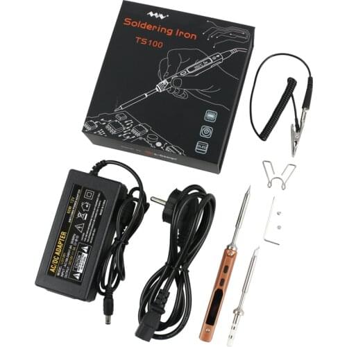 Mini TS100 Digital Electric USB Smart Adjustable Soldering Iron Set 65W LCD Programmable + Power Supply + 2 Solder Iron Tips