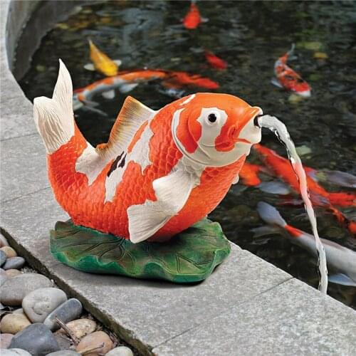 Carp Fish Spitter Pond Side Water Feature Garden Ornament ,15x6x10cm