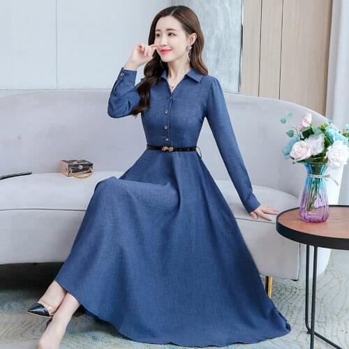 Elegant Female Casual Solid Cotton Linen Long Sleeve Maxi Dress 2021 Autumn Winter Vintage 3XL Plus Size Dress Bodycon Vestidos