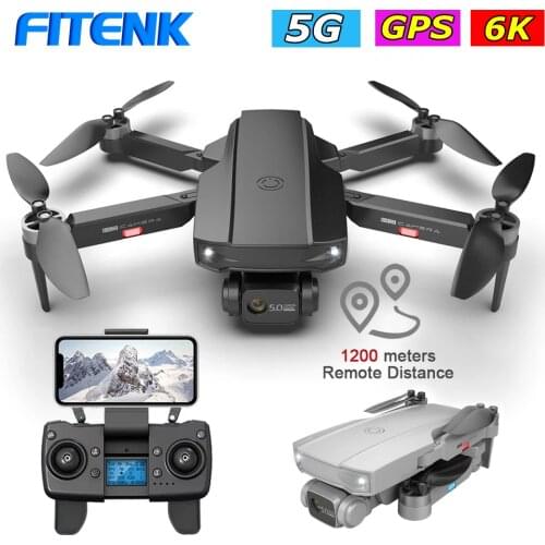 FITENK Camera Drones 6K HD Drone 4K GPS Professional 5G WiFi FPV Brushless Foldable Long Distance Dron RC Quadcopter Helicopter