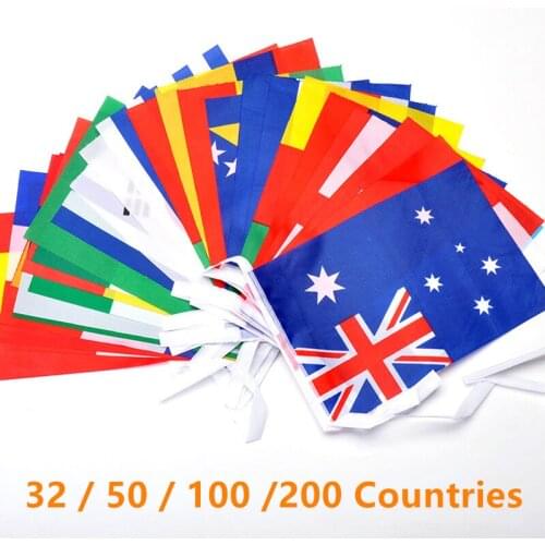 50/100/200 Countries Flag 1 string Hanging Flag Banner International World Flags Bunting Banner Rainbow Flag For Party Decor