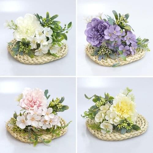 White rose artificial flowers high quality silk bouquet home wedding decor plastic fake flower table centerpieces arrangement