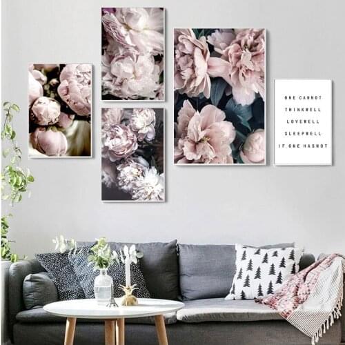 Canvas Painting Bloom Peony Flower Petal Poster Nordic Botanical Art Print Scandinavian Wall Picture for Living Room Decoration